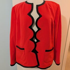 Kasper Red Blazer with Black Accents